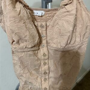 Aerie Lace Detail Top in Tan